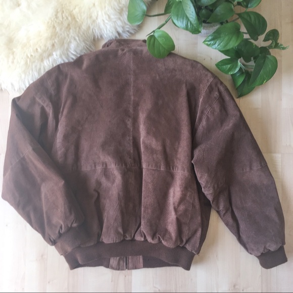 Vintage 80s Suede Aviator Bomber Jacket brown S/M - Picture 5 of 8